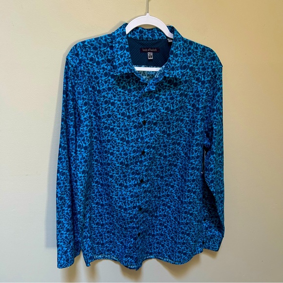 Lords of Harlech~new~Blue Floral Nigel Long Sleeve Button Front Shirt size Large - Picture 1 of 13